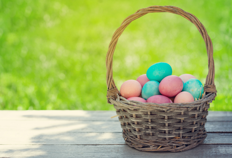 easter basket with eggs